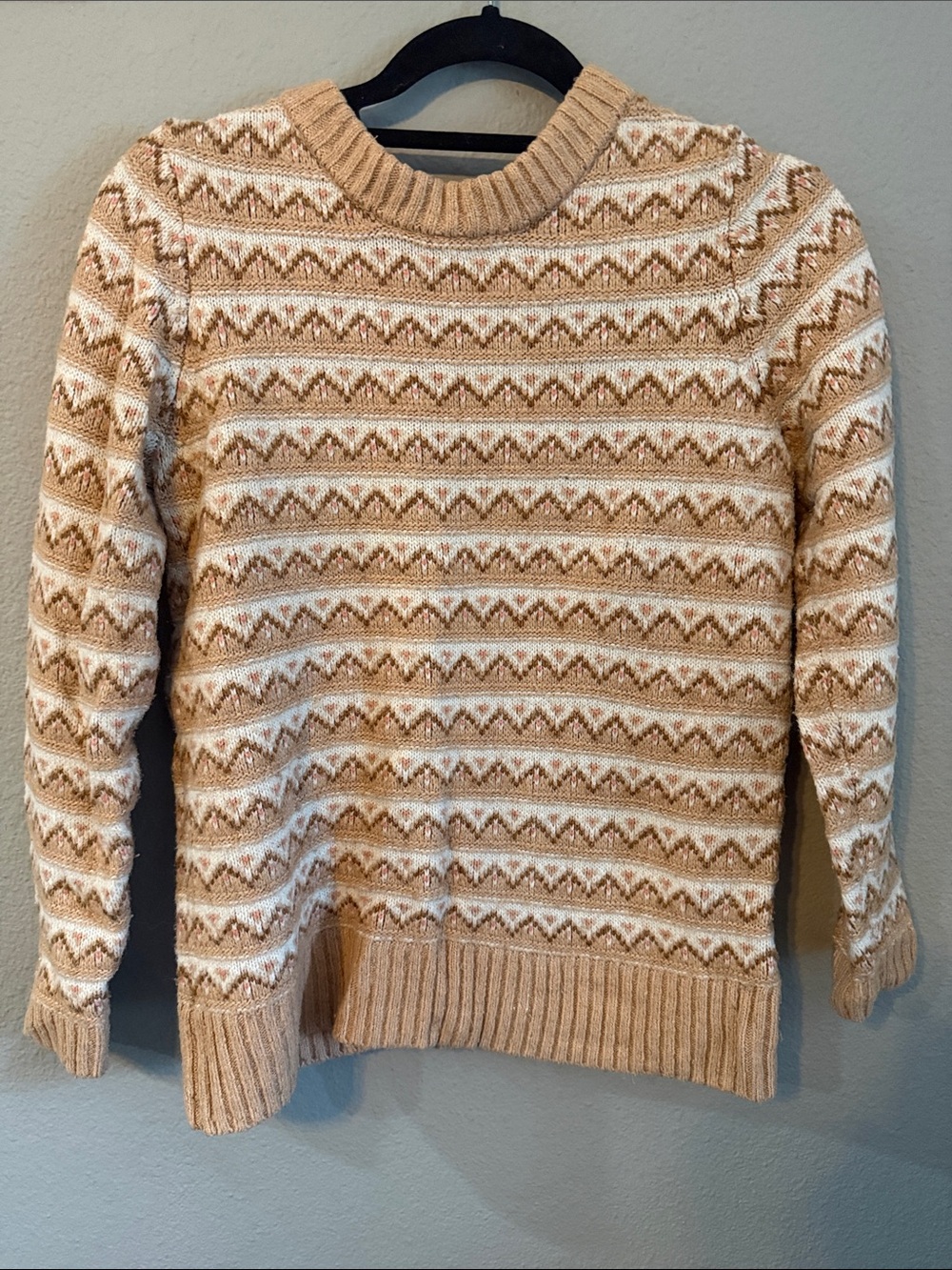 Croft & Barrow Fair Isle Sweater Oatmeal Neutral Cozy Fall Small